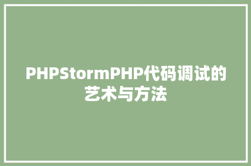 PHPStormPHP代码调试的艺术与方法
