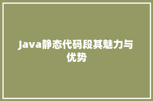 Java静态代码段其魅力与优势