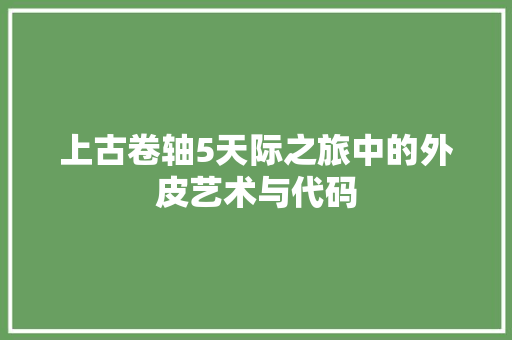 上古卷轴5天际之旅中的外皮艺术与代码