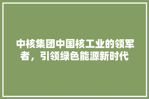 中核集团中国核工业的领军者，引领绿色能源新时代