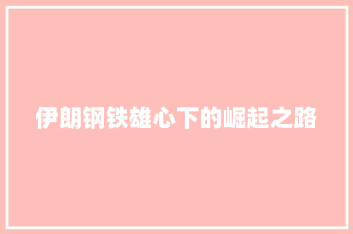 伊朗钢铁雄心下的崛起之路