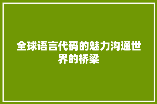 全球语言代码的魅力沟通世界的桥梁