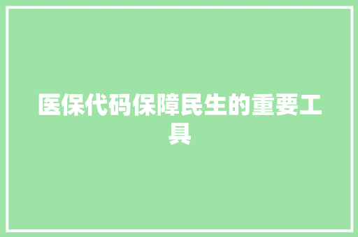 医保代码保障民生的重要工具