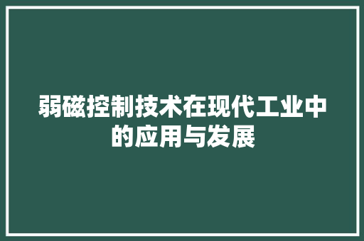 弱磁控制技术在现代工业中的应用与发展