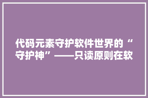 代码元素守护软件世界的“守护神”——只读原则在软件开发中的重要
