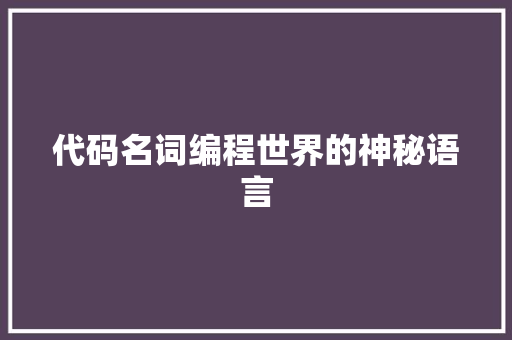 代码名词编程世界的神秘语言