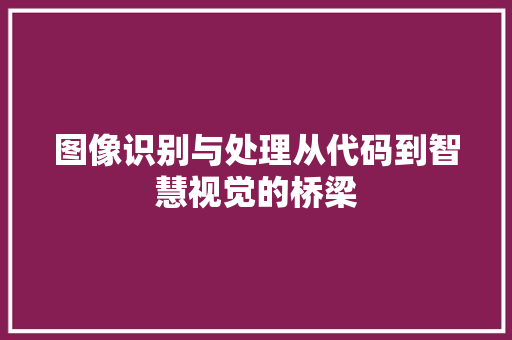 图像识别与处理从代码到智慧视觉的桥梁