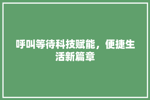 呼叫等待科技赋能，便捷生活新篇章