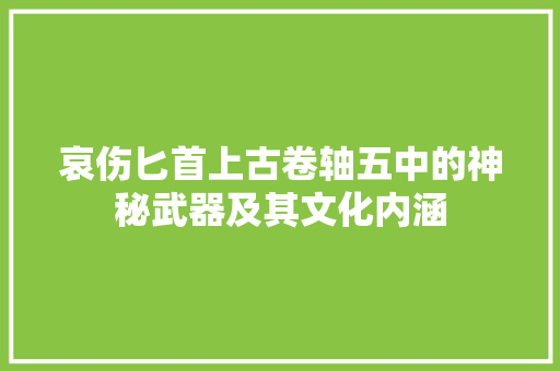 哀伤匕首上古卷轴五中的神秘武器及其文化内涵
