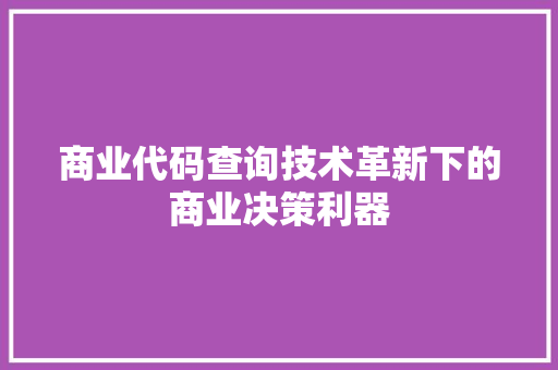 商业代码查询技术革新下的商业决策利器