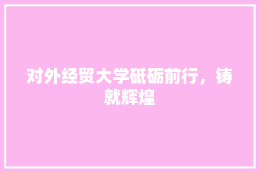 对外经贸大学砥砺前行，铸就辉煌
