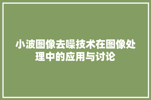 小波图像去噪技术在图像处理中的应用与讨论