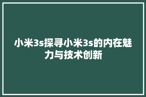 小米3s探寻小米3s的内在魅力与技术创新