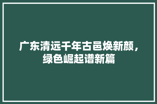 广东清远千年古邑焕新颜，绿色崛起谱新篇