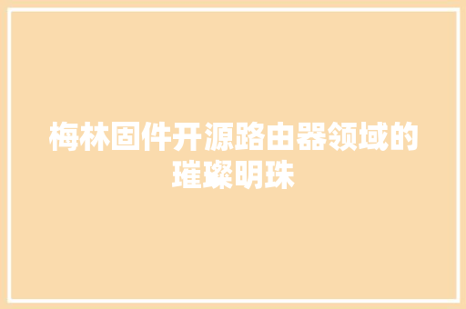 梅林固件开源路由器领域的璀璨明珠