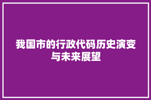 我国市的行政代码历史演变与未来展望