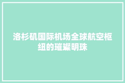 洛杉矶国际机场全球航空枢纽的璀璨明珠