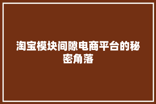 淘宝模块间隙电商平台的秘密角落