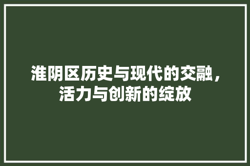 淮阴区历史与现代的交融，活力与创新的绽放