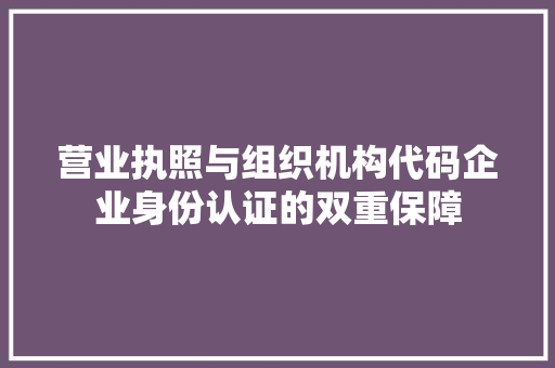 营业执照与组织机构代码企业身份认证的双重保障