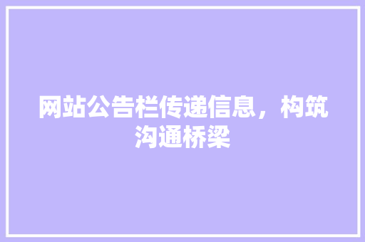 网站公告栏传递信息，构筑沟通桥梁