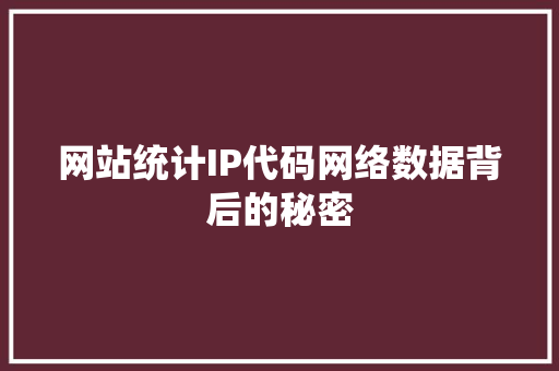 网站统计IP代码网络数据背后的秘密