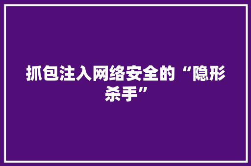 抓包注入网络安全的“隐形杀手”