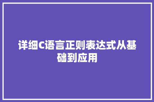 详细C语言正则表达式从基础到应用