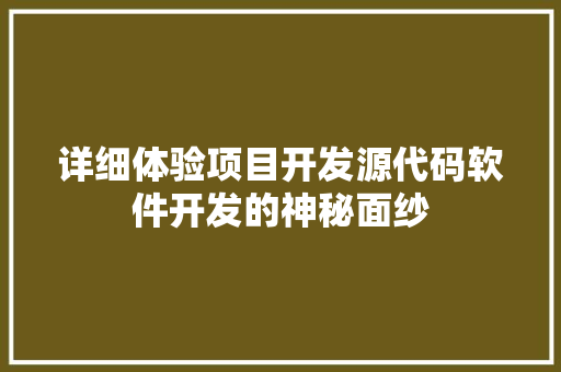 详细体验项目开发源代码软件开发的神秘面纱