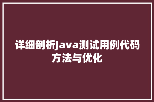 详细剖析Java测试用例代码方法与优化