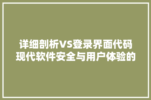 详细剖析VS登录界面代码现代软件安全与用户体验的完美融合