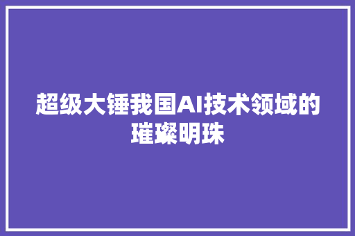 超级大锤我国AI技术领域的璀璨明珠