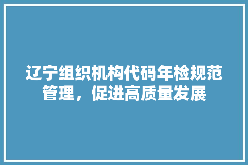 辽宁组织机构代码年检规范管理，促进高质量发展