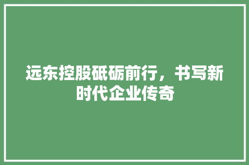 远东控股砥砺前行，书写新时代企业传奇