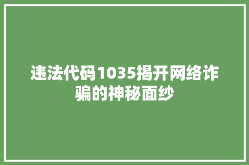 违法代码1035揭开网络诈骗的神秘面纱