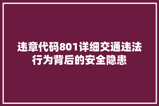 违章代码801详细交通违法行为背后的安全隐患