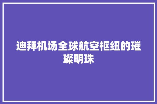 迪拜机场全球航空枢纽的璀璨明珠