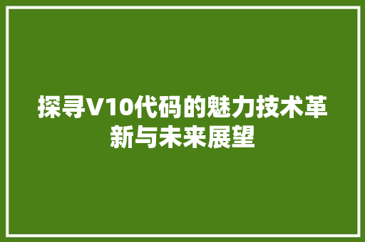 探寻V10代码的魅力技术革新与未来展望