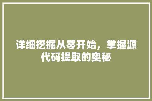 详细挖掘从零开始，掌握源代码提取的奥秘