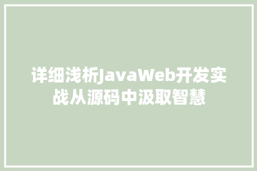 详细浅析JavaWeb开发实战从源码中汲取智慧