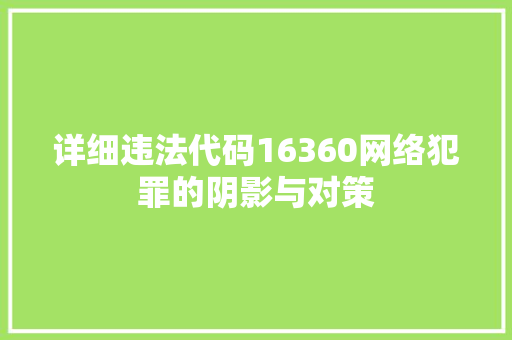 详细违法代码16360网络犯罪的阴影与对策