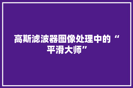 高斯滤波器图像处理中的“平滑大师”