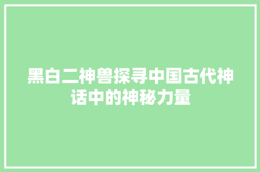 黑白二神兽探寻中国古代神话中的神秘力量  第1张