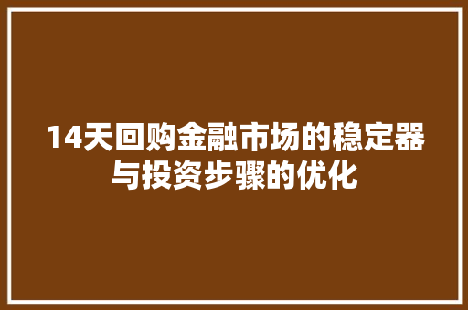 14天回购金融市场的稳定器与投资步骤的优化