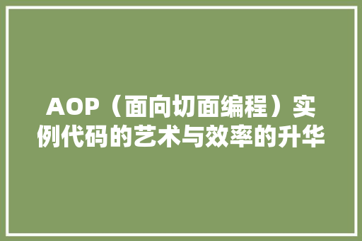 AOP（面向切面编程）实例代码的艺术与效率的升华