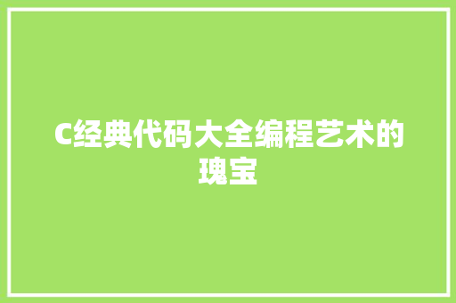 C经典代码大全编程艺术的瑰宝