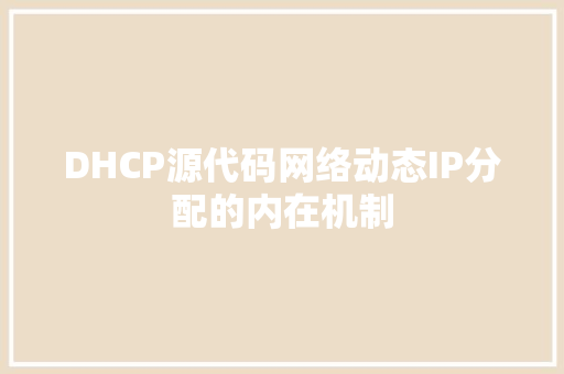 DHCP源代码网络动态IP分配的内在机制