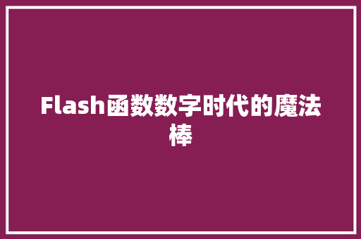 Flash函数数字时代的魔法棒