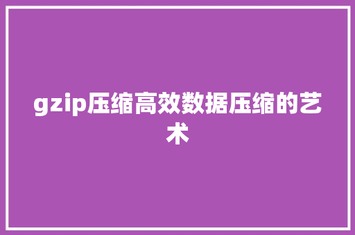gzip压缩高效数据压缩的艺术