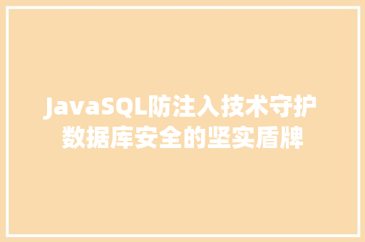 JavaSQL防注入技术守护数据库安全的坚实盾牌